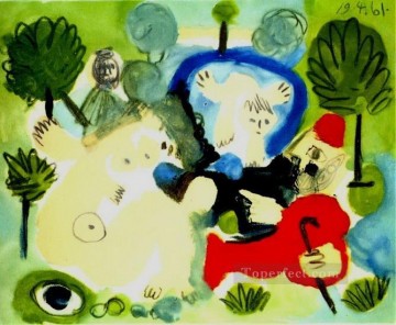 Pablo Picasso Painting - Almuerzo sobre la hierba Manet 1 1961 Pablo Picasso